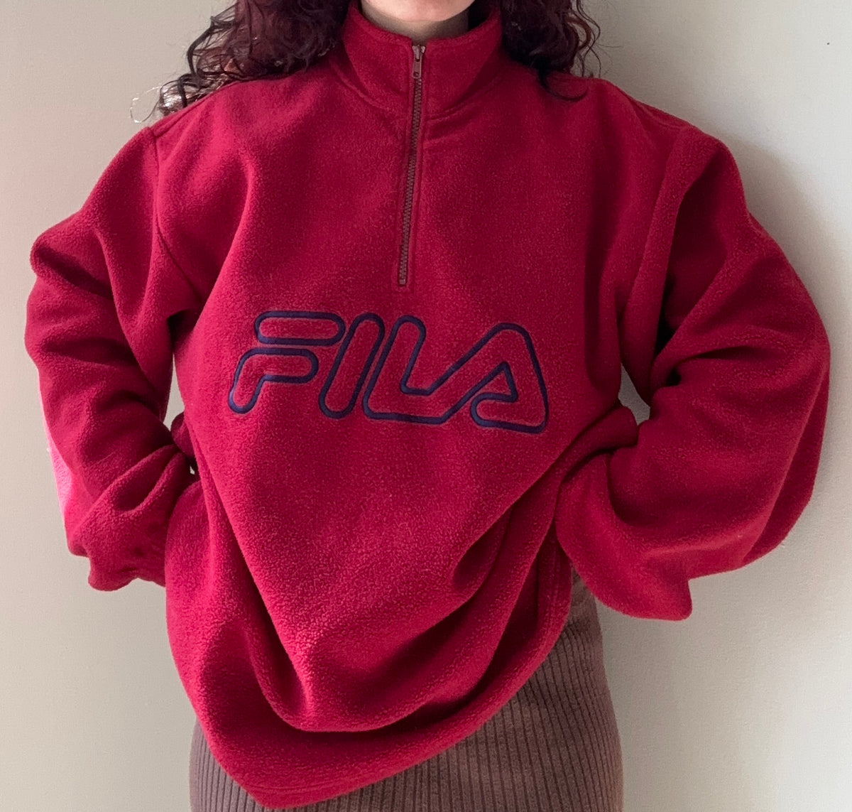 Pull polaire rouge Fila T.42