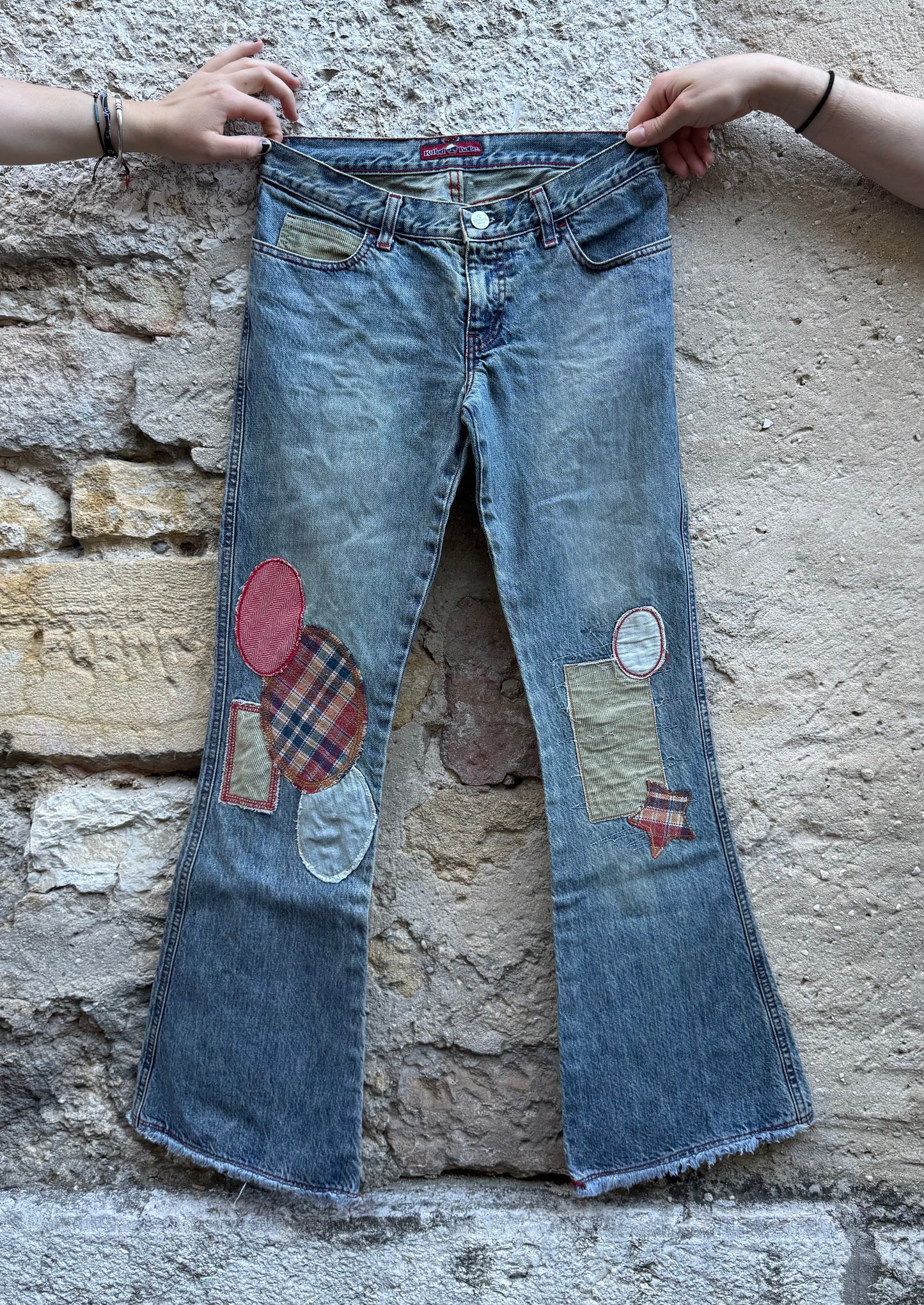 Jean patte d'eph avec patchwork vintage Killah Babe T.32 / XS
