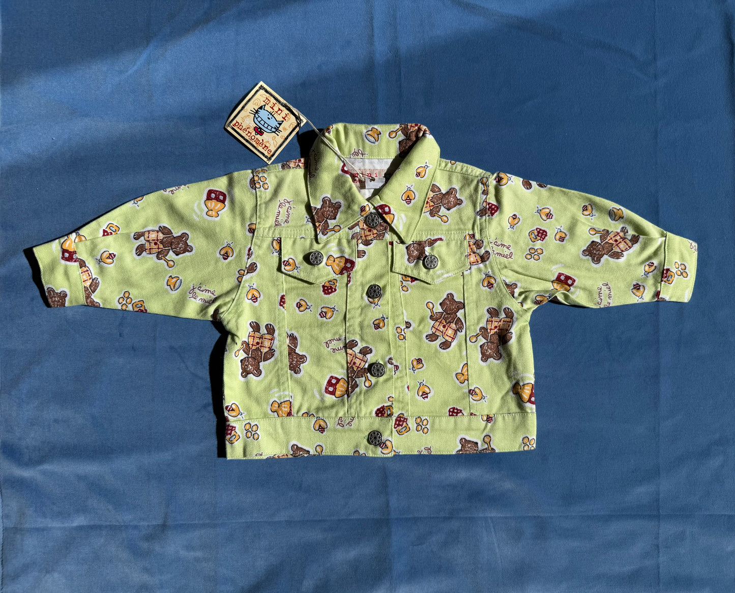 Veste en jean bébé neuve Mini Phénomène motif nounours T.6 mois