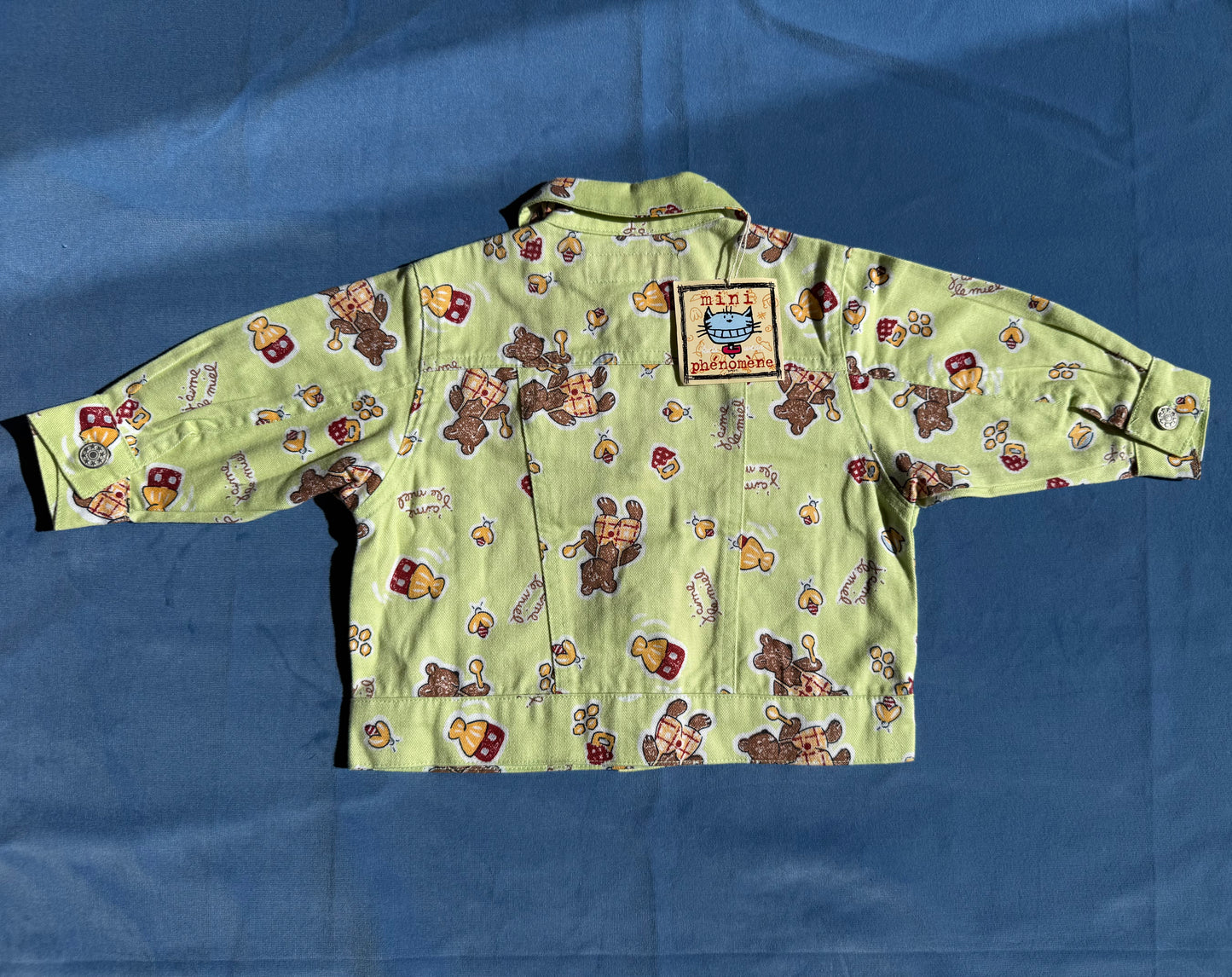 Veste en jean bébé neuve Mini Phénomène motif nounours T.6 mois