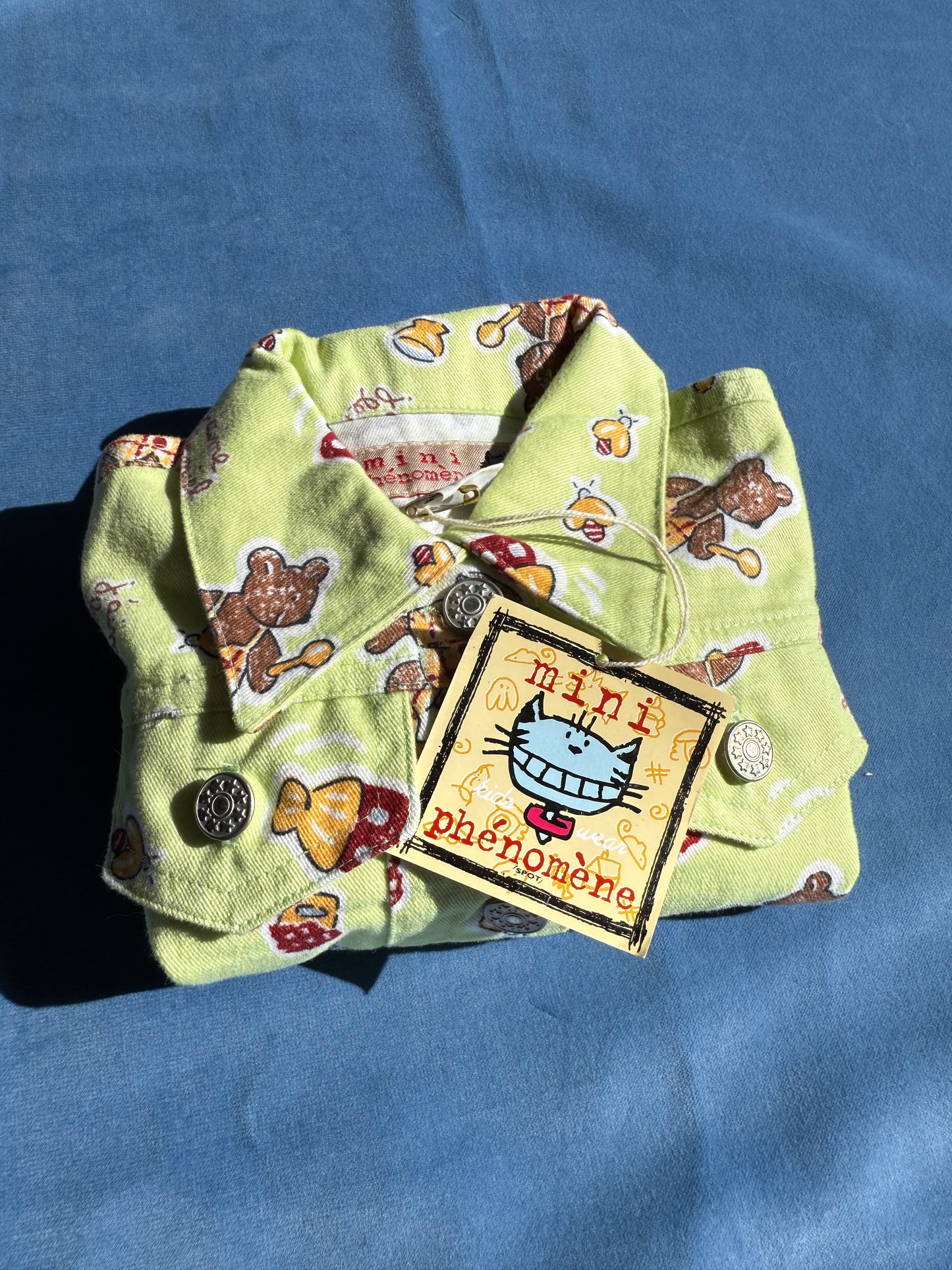 Veste en jean bébé neuve Mini Phénomène motif nounours T.6 mois