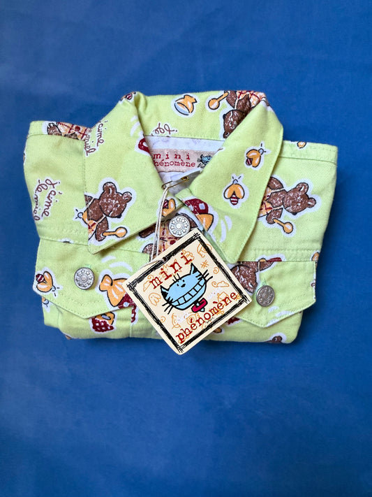 Veste en jean bébé neuve Mini Phénomène motif nounours T.6 mois