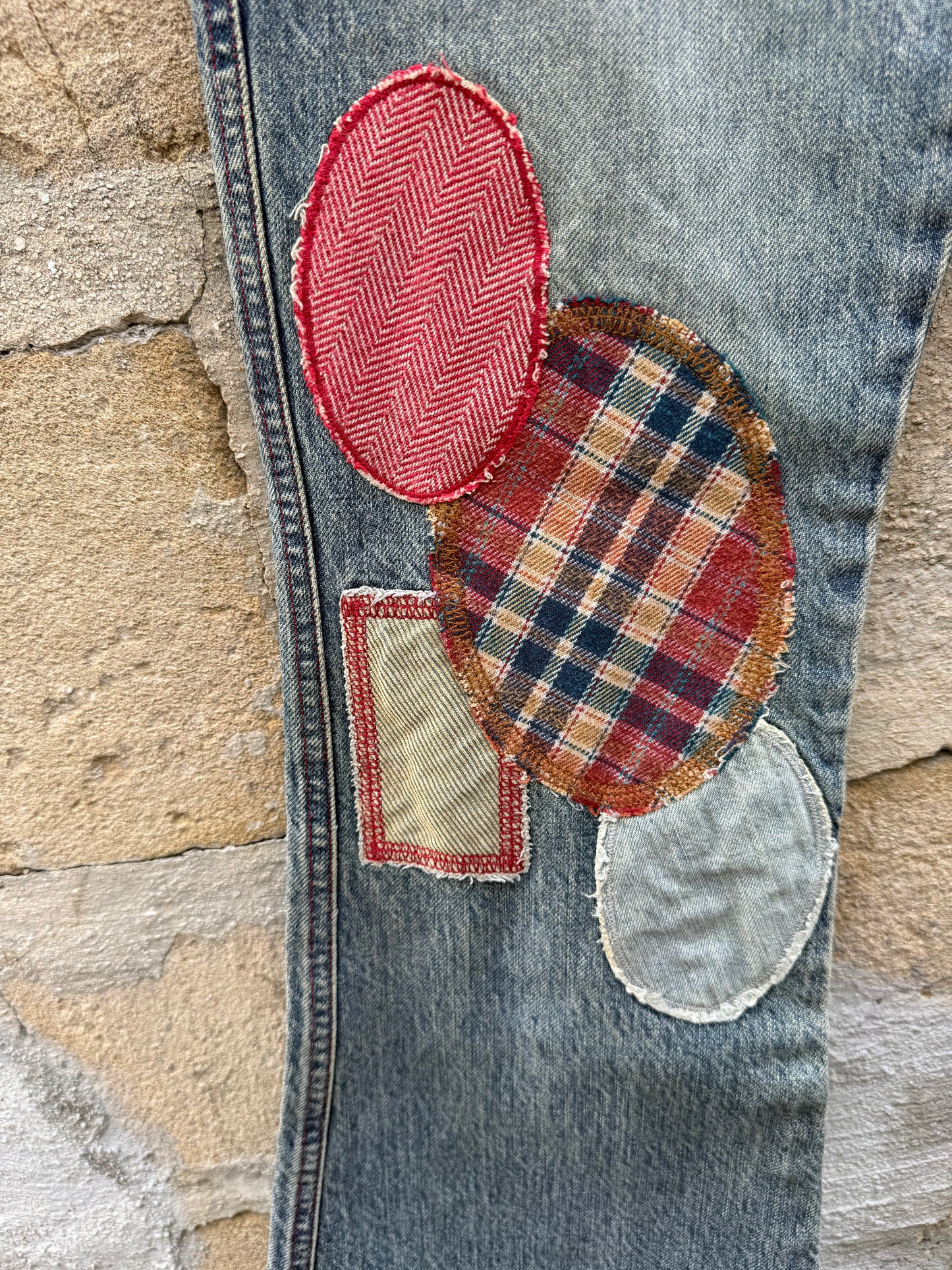 Jean patte d'eph avec patchwork vintage Killah Babe T.32 / XS