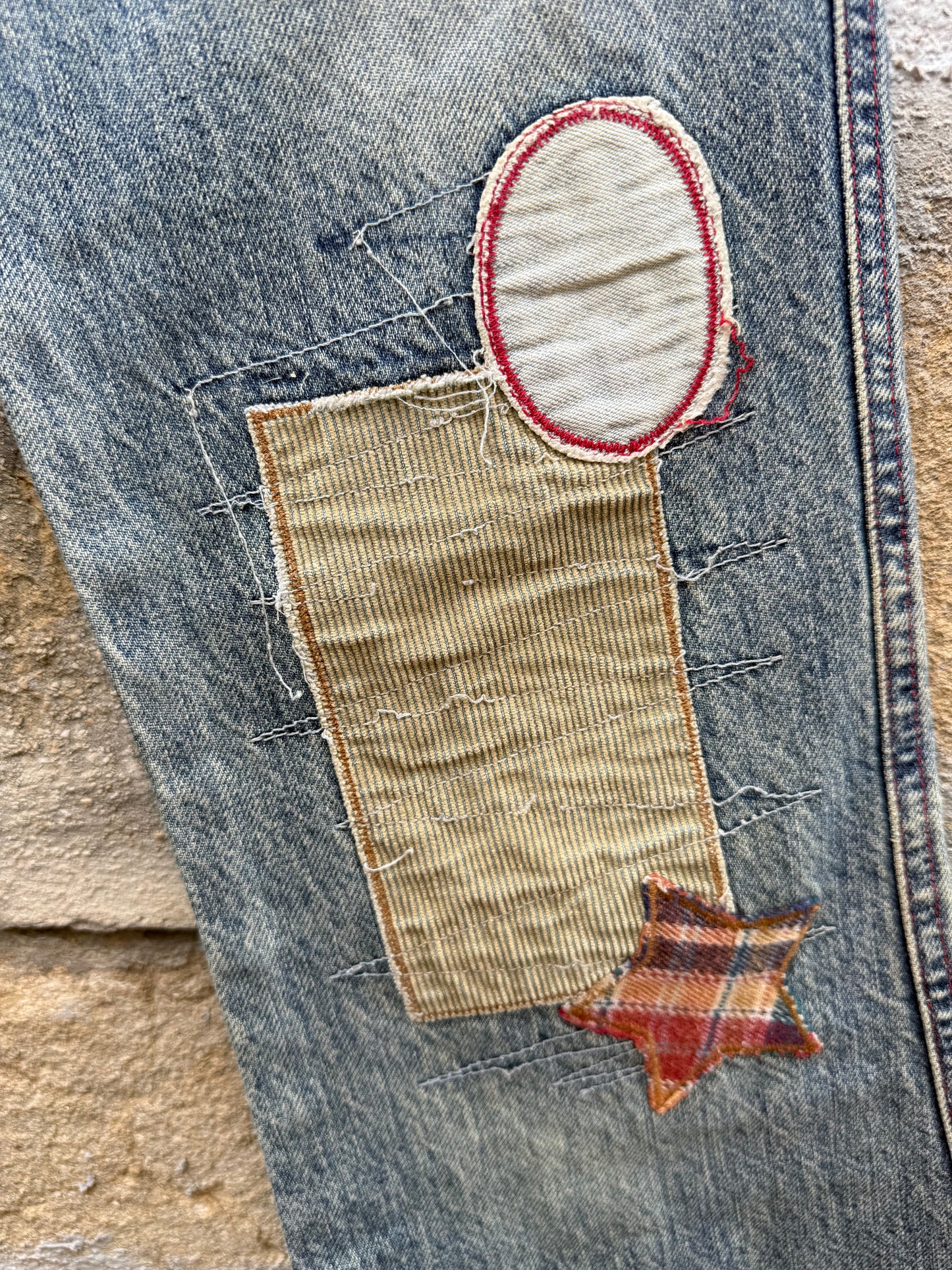Jean patte d'eph avec patchwork vintage Killah Babe T.32 / XS