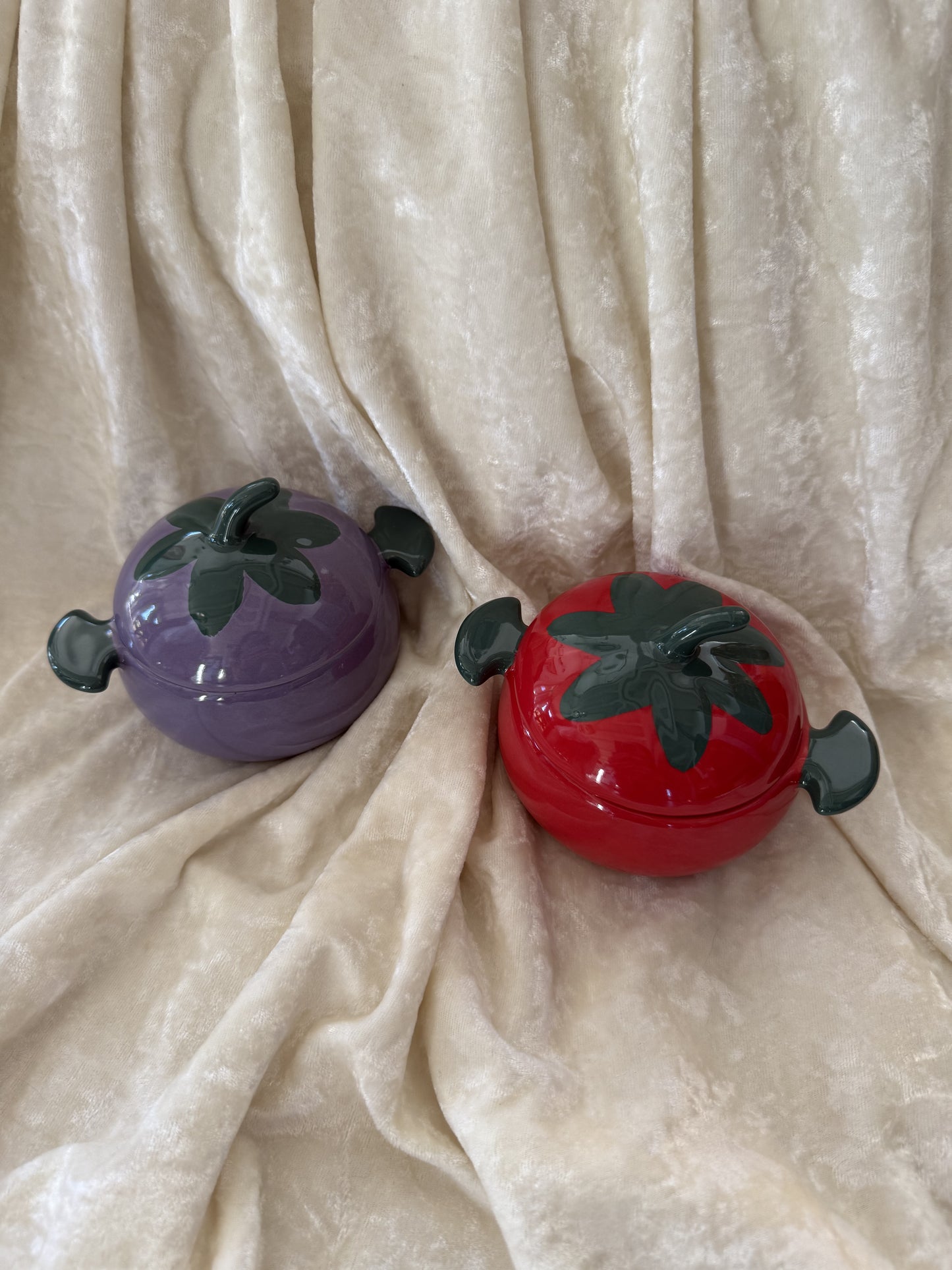 Duo de cassolettes vintage en forme de légumes VM/WB