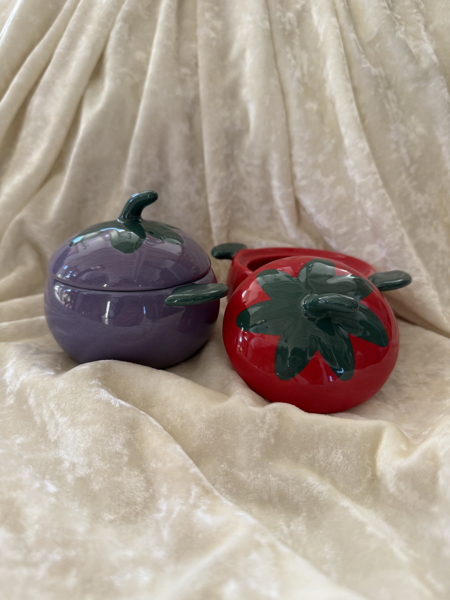 Duo de cassolettes vintage en forme de légumes VM/WB