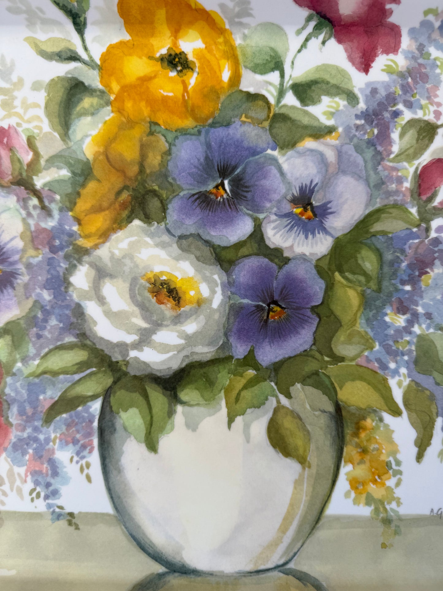 Plateau vintage en plastique mélaminé dessin fleurs Made in Italy signé A.Girardi 92