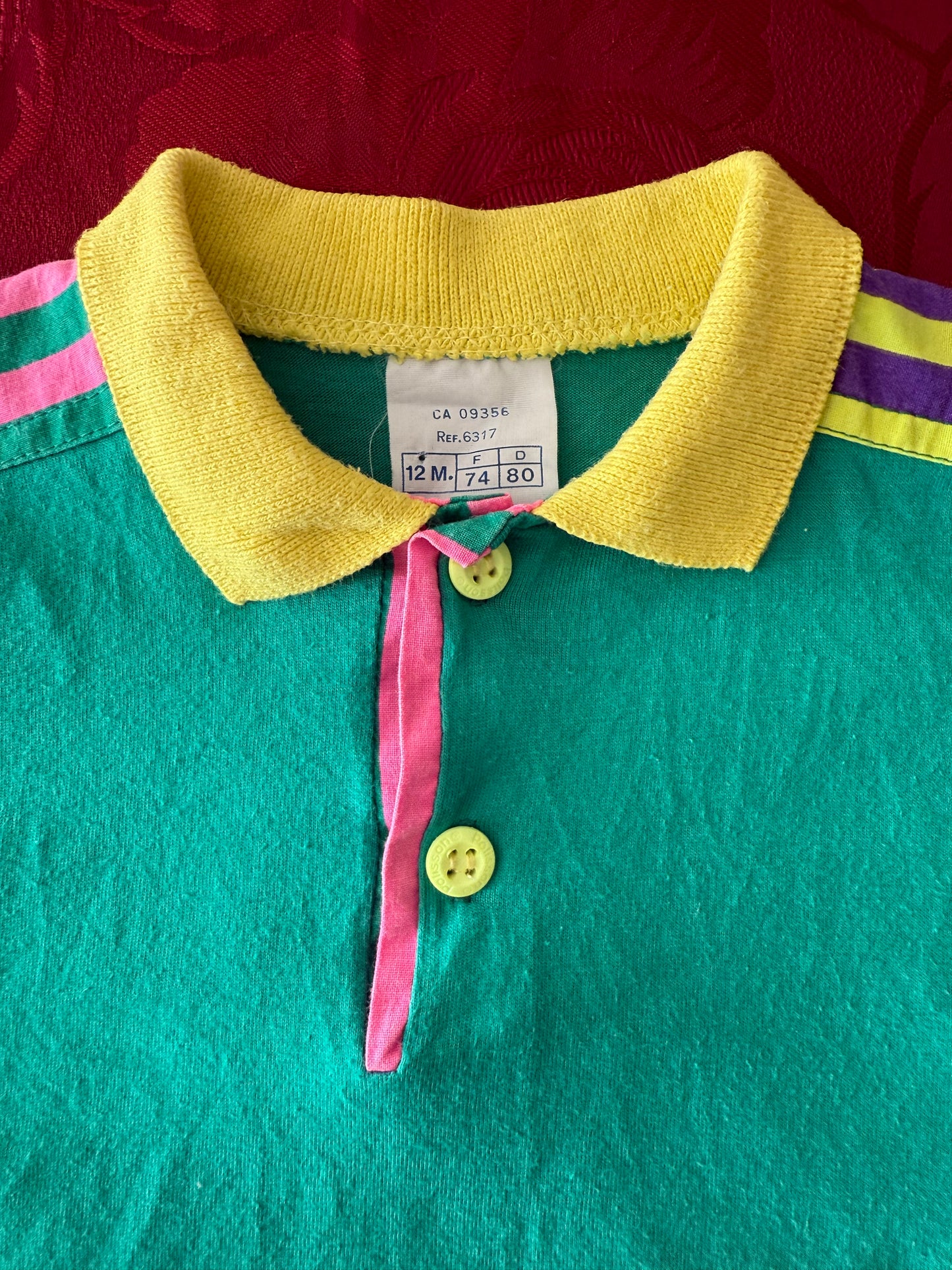 Polo bébé vintage avec rayures sur les épaules T.12 mois