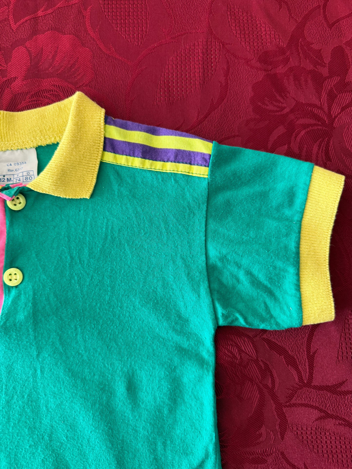 Polo bébé vintage avec rayures sur les épaules T.12 mois