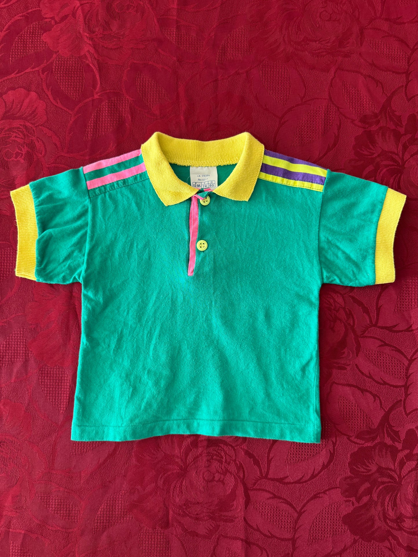 Polo bébé vintage avec rayures sur les épaules T.12 mois
