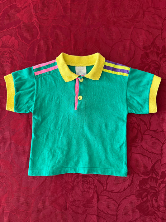 Polo bébé vintage avec rayures sur les épaules T.12 mois