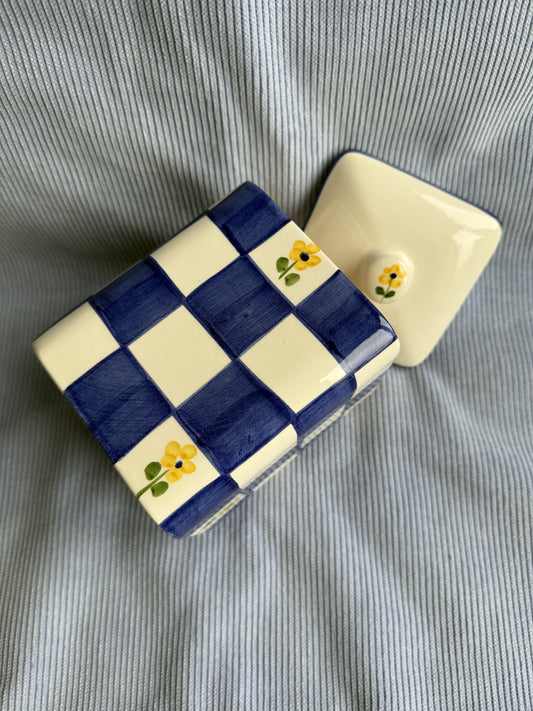 Boîte en céramique damier