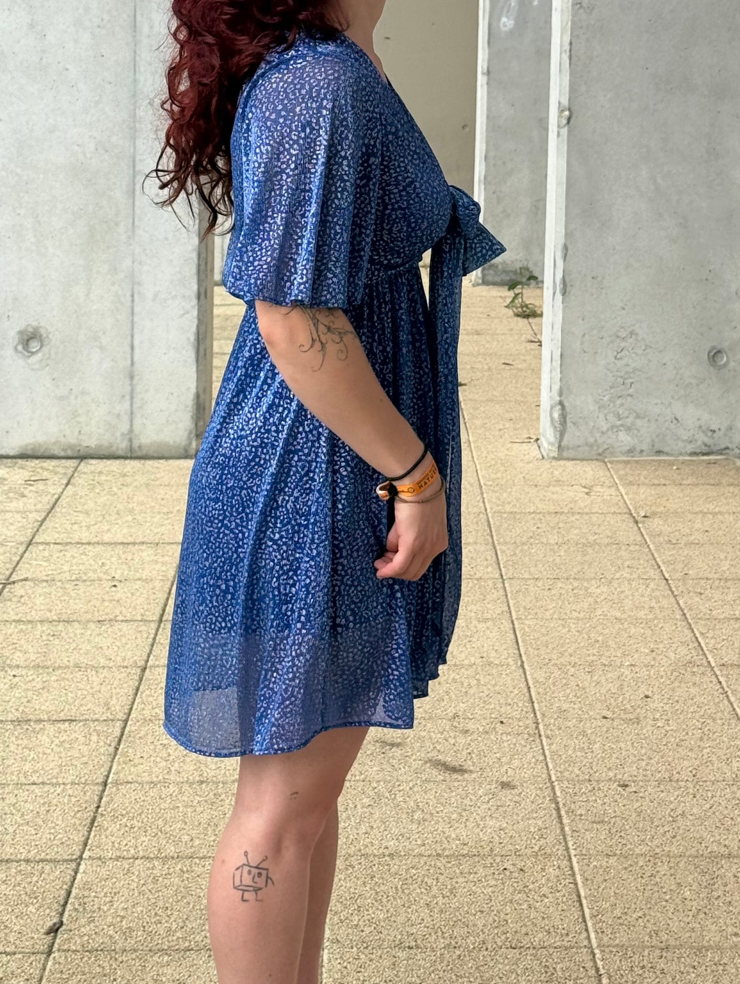Robe EFFI motif léopard rose & bleu électrique Vintage Love T.M