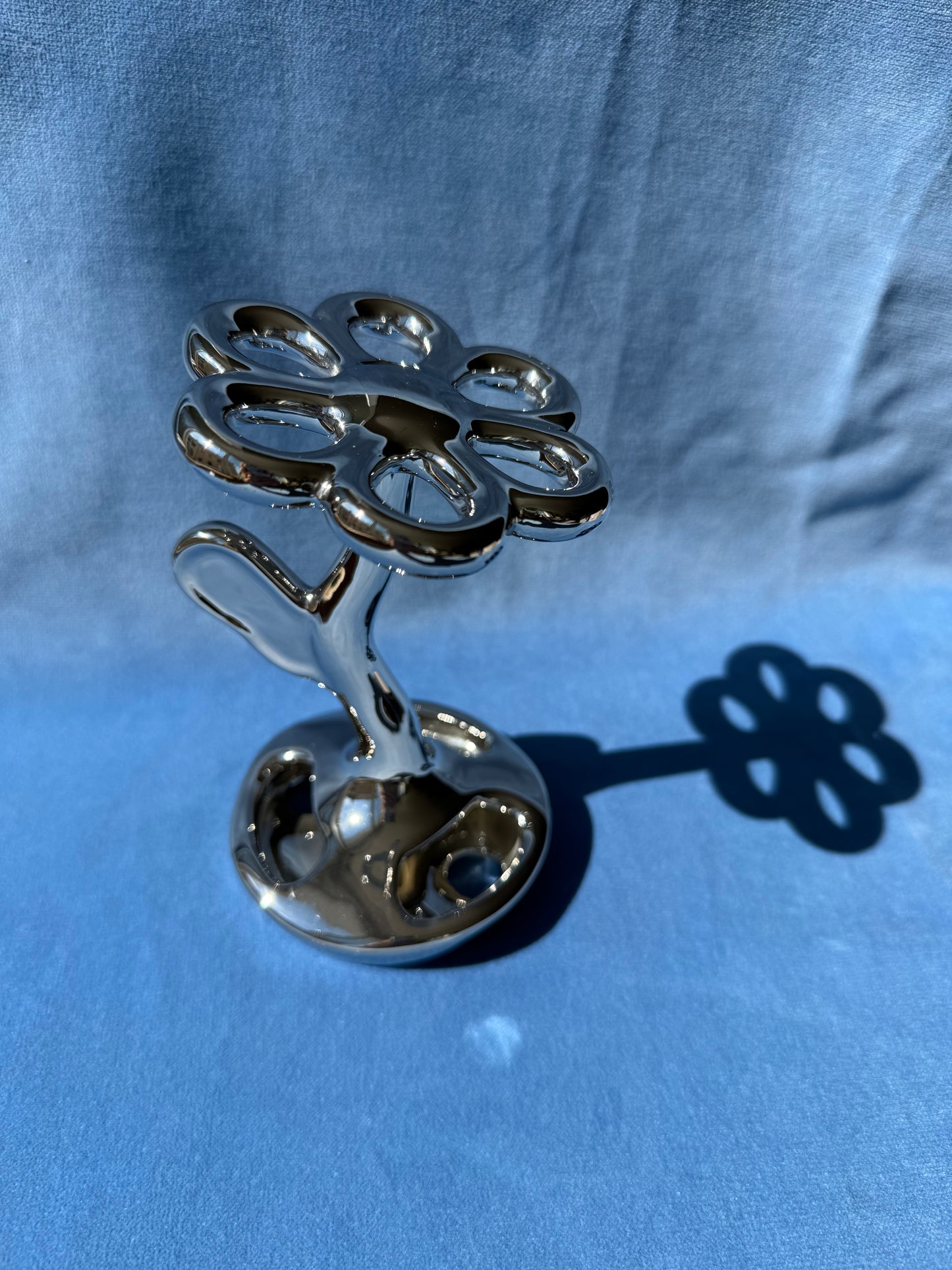 Porte brosse à dents chromé en forme de fleur