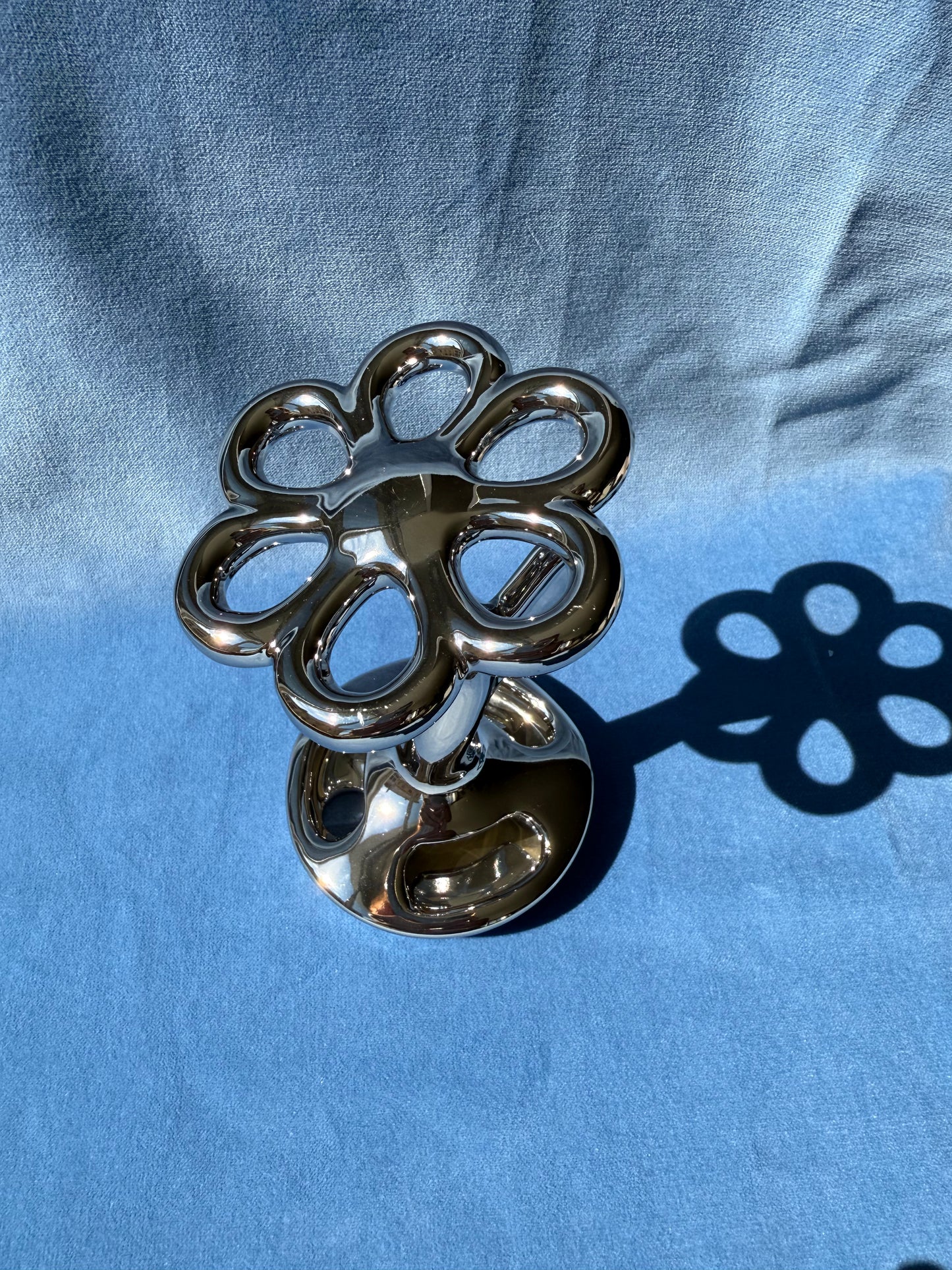 Porte brosse à dents chromé en forme de fleur