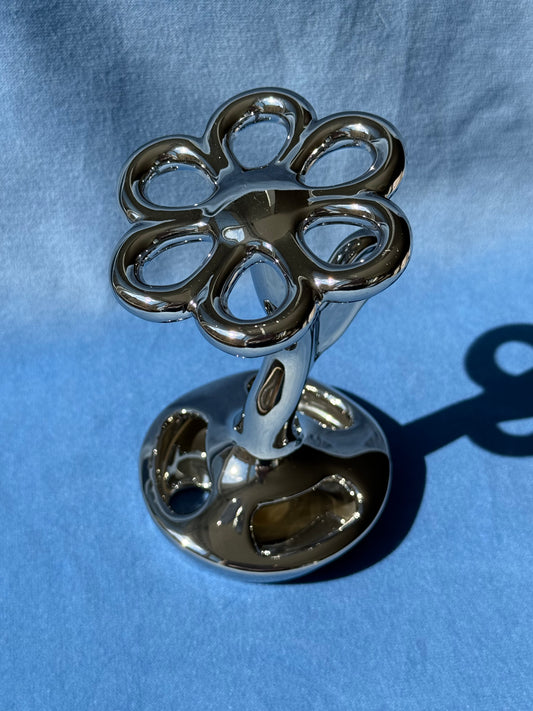 Porte brosse à dents chromé en forme de fleur
