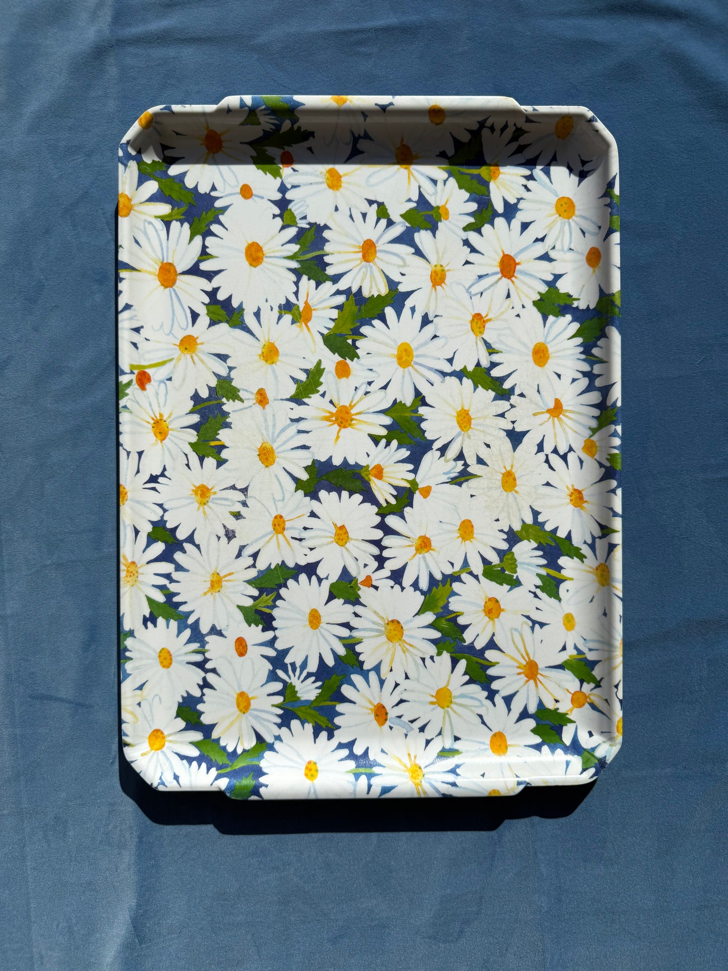 Plateau vintage mélaminé marguerites made in Italy