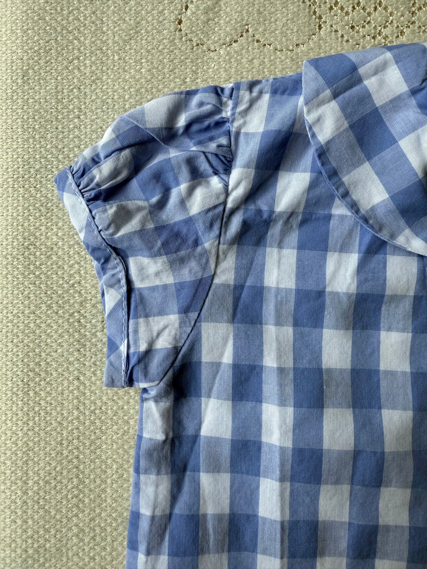 Chemisier Acanthe bébé à carreaux violet et blanc col Claudine T.12 mois
