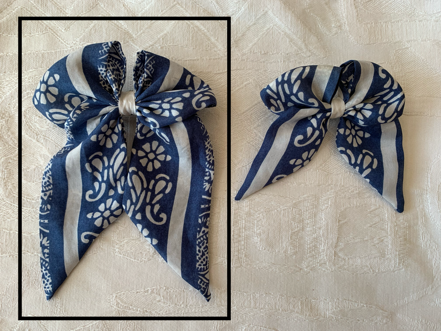 Grand noeud cheveux foulard upcyclé