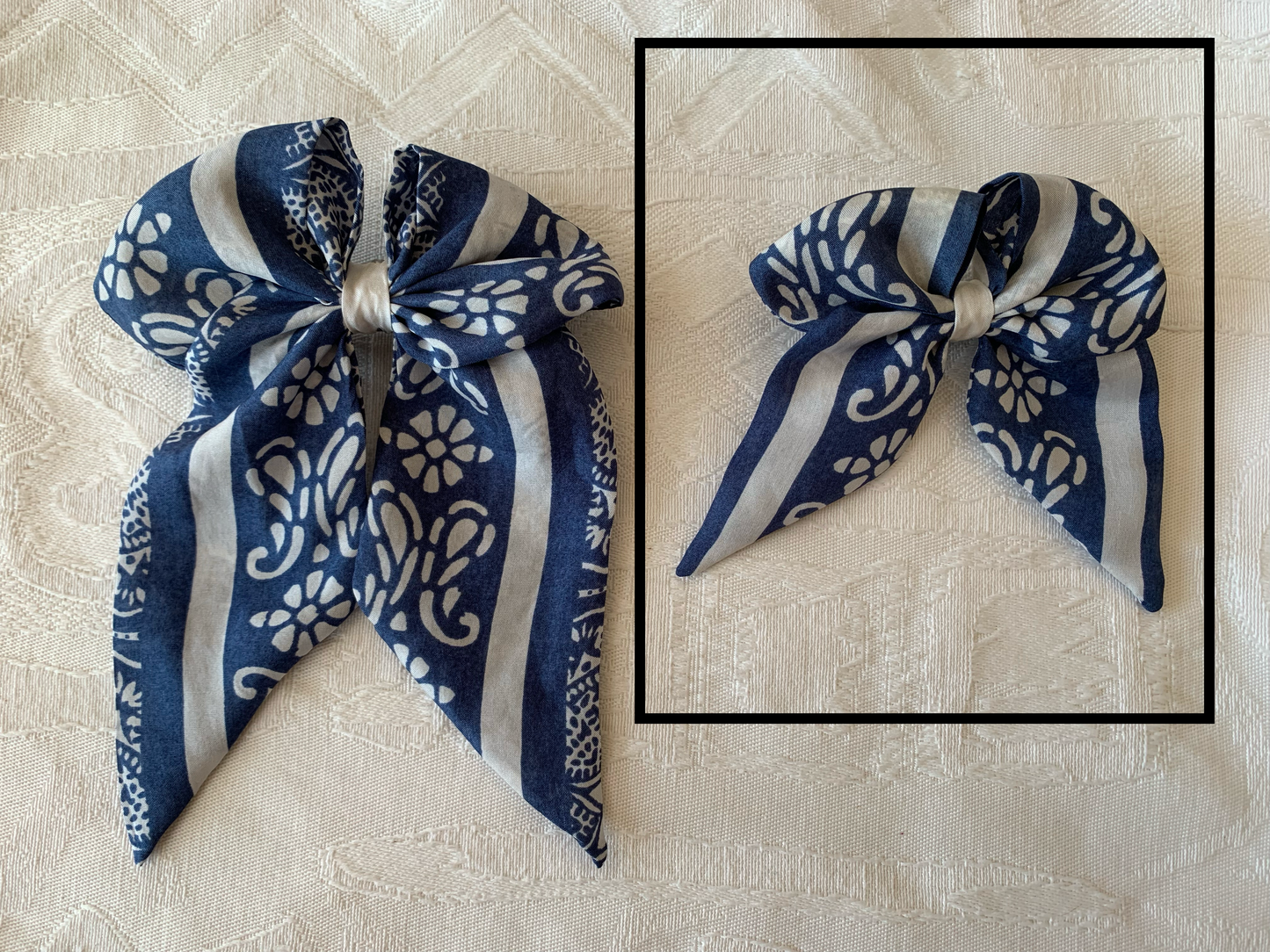Petit noeud cheveux foulard upcyclé