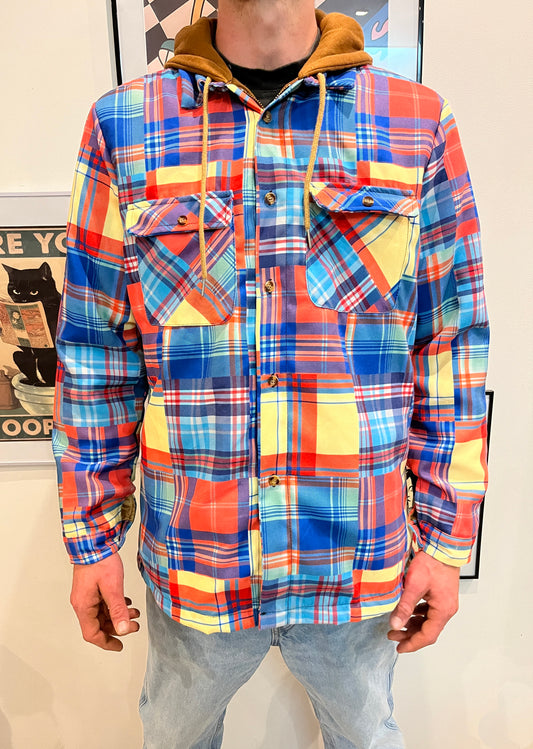 Veste colorée à carreaux avec capuche T.L